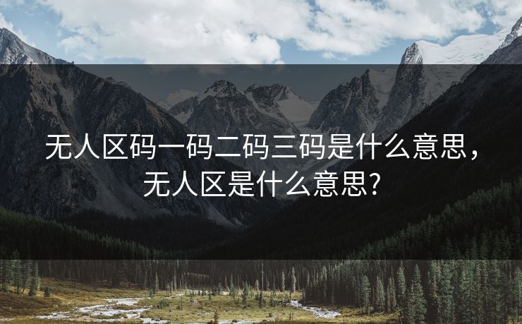 无人区码一码二码三码是什么意思,无人区是什么意思?