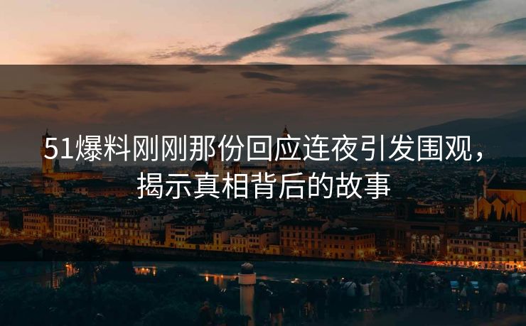 51爆料刚刚那份回应连夜引发围观,揭示真相背后的故事